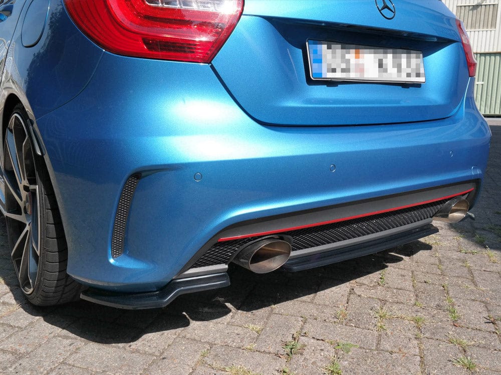 Maxton Design Gloss Black Central Rear Splitter (NO Vertical Bars) Mercedes A-class W176 Amg-line Pre-facelift 2013-2015 Maxton Design SR