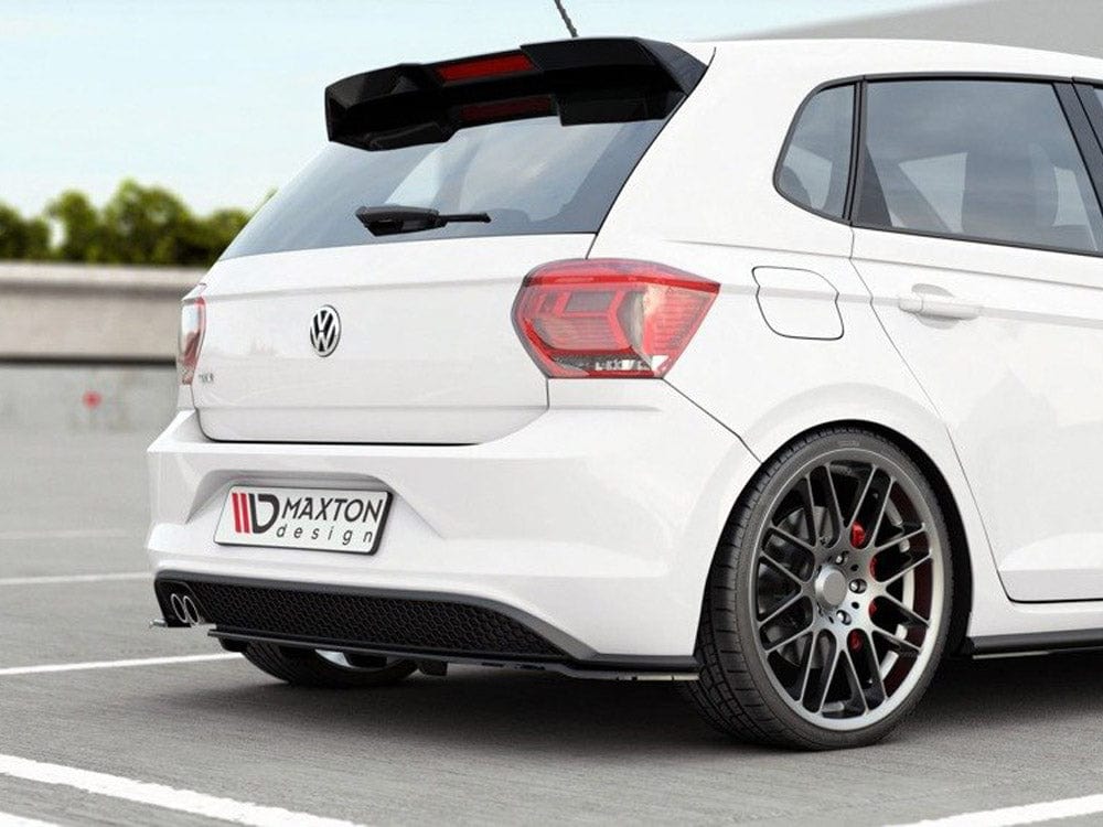 Maxton Design Gloss Black Central Rear Splitter (W/ Vertical Bars) VW Polo MK6 GTI 2017-2021 Maxton Design SR