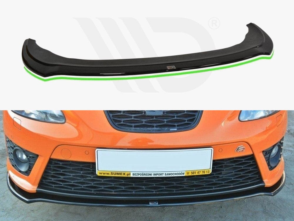 Maxton Design Gloss Black Front Splitter V.2 Seat Leon MK2 Cupra / FR (Facelift) Maxton Design SR