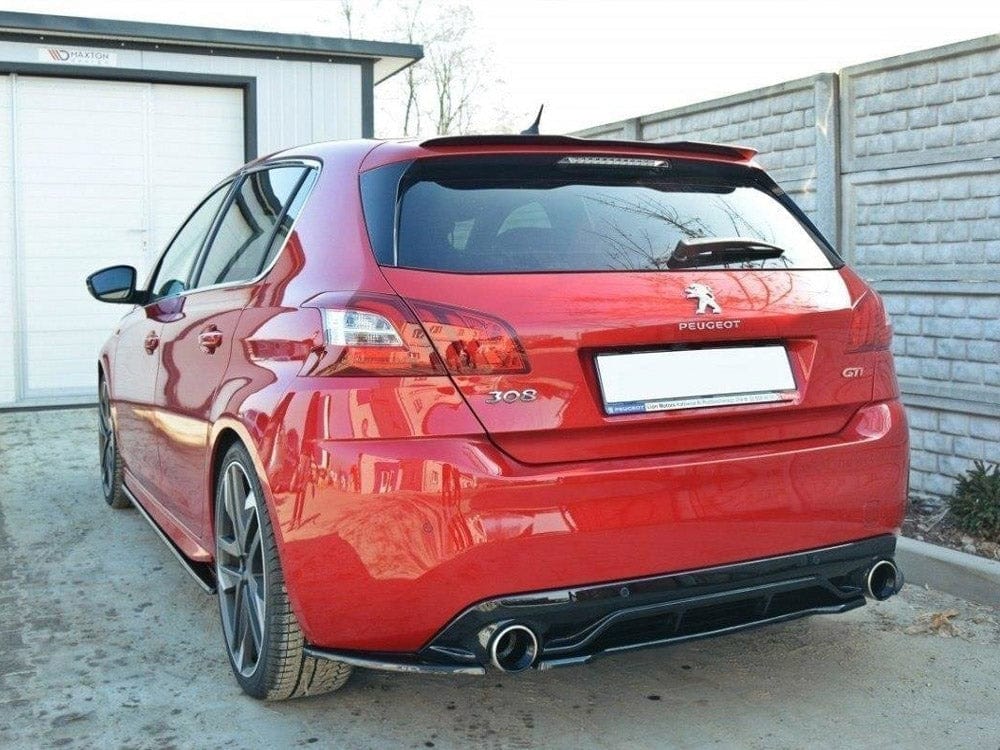 Maxton Design Gloss Black / No Central Rear Splitter Peugeot 308 II GTI (Without Vertical Bars) Maxton Design SR
