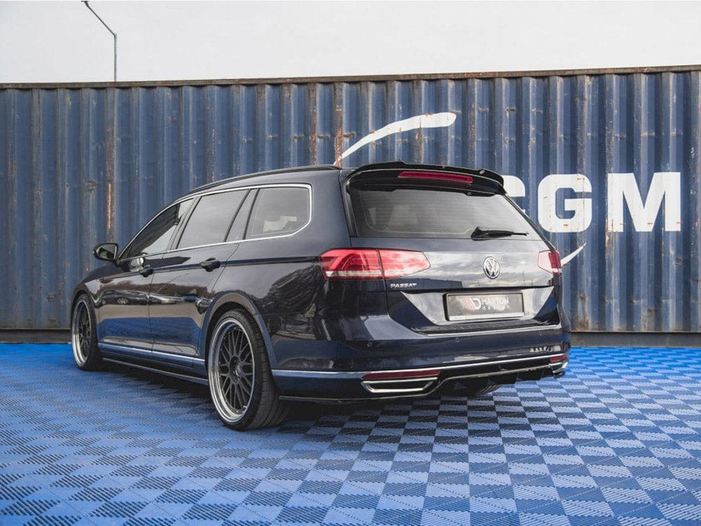 Maxton Design Gloss Black / No Central Rear Splitter (W/ Vertical Bars) VW Passat B8 2014-2019 Maxton Design SR