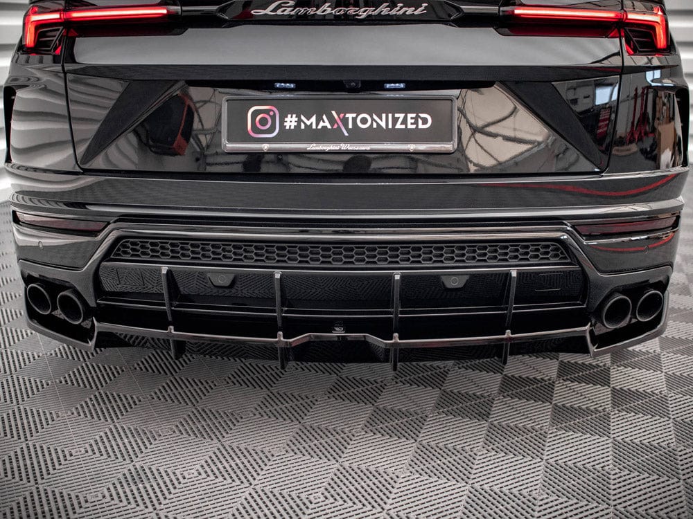 Maxton Design Gloss Black / Orange Central Rear Splitter (Vertical Bars) Lamborghini URUS MK1 Maxton Design SR