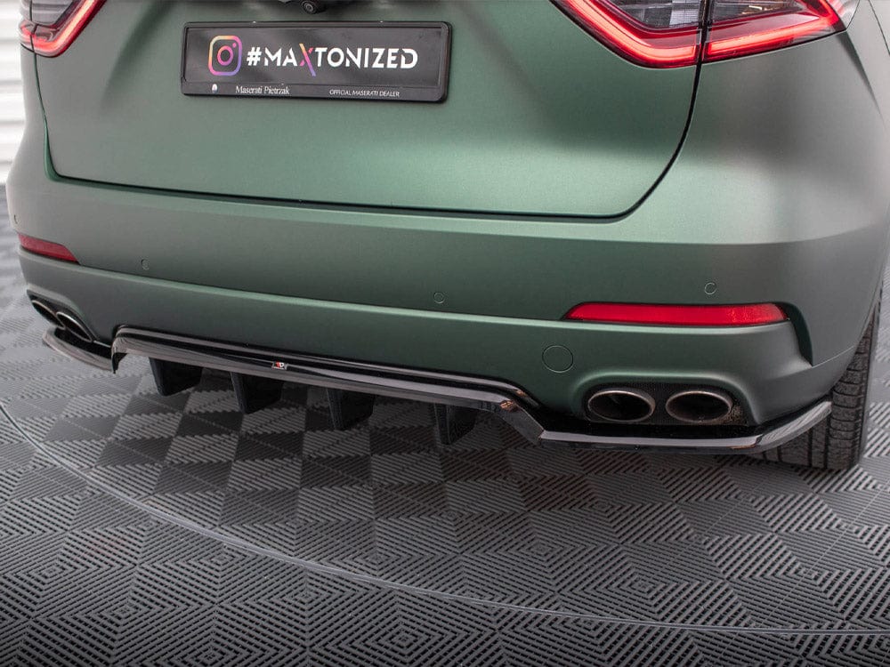 Maxton Design Gloss Black / Orange Central Rear Splitter (Vertical Bars) Maserati Levante Mk1 Maxton Design SR