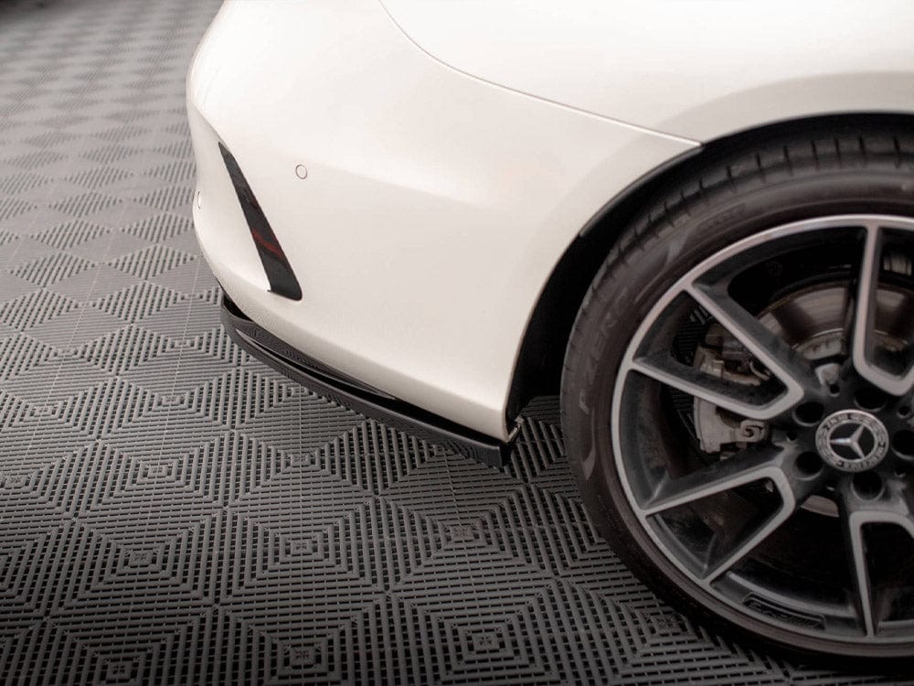 Maxton Design Gloss Black / Orange Central Rear Splitter (Vertical Bars) Mercedes C Coupe AMG-Line C205 Facelift Maxton Design SR