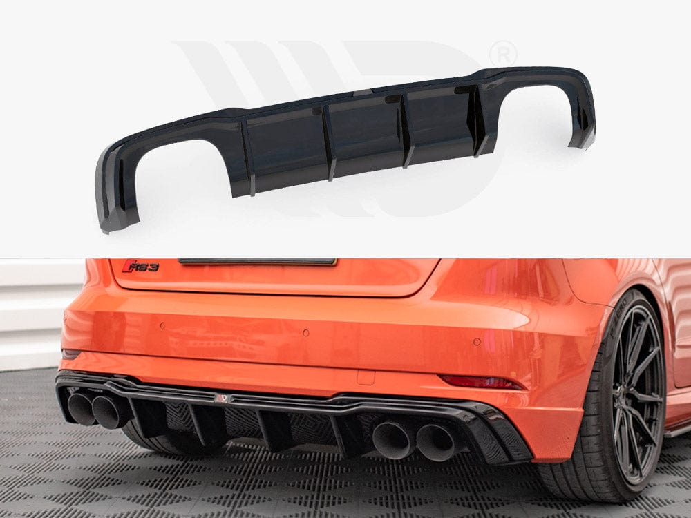 Maxton Design Gloss Black / Polished Trims Rear Valance + Milltek Sport Resonated Exhaust Audi RS3 Sportback 8V Facelift Maxton Design SR