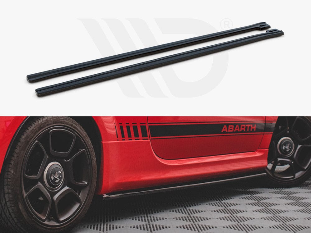 Maxton Design Gloss Black Side Skirts Diffusers Fiat 500 Abarth MK1 Facelift 2016-UP Maxton Design SR