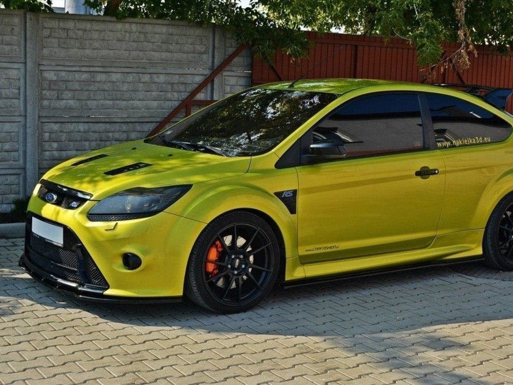 Maxton Design Gloss Black / White Front Splitter V.1 Ford Focus MK2 RS Maxton Design SR