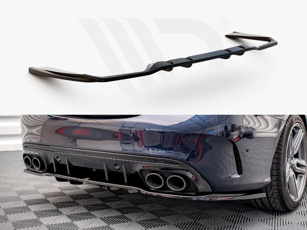 Maxton Design Gloss Black / Yellow Central Rear Splitter (Vertical Bars) Mercedes AMG C 43 Sedan W205 Facelift Maxton Design SR