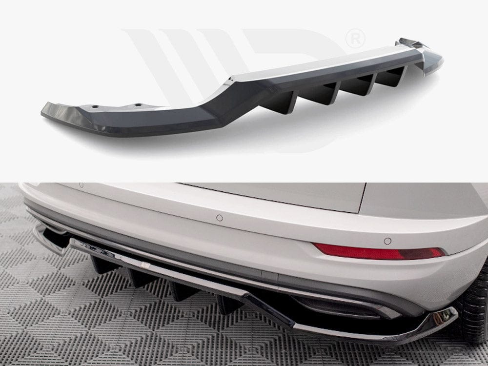 Maxton Design Gloss Black / Yellow Central Rear Splitter (Vertical Bars) Skoda Karoq Sportline Mk1 Facelift Maxton Design SR