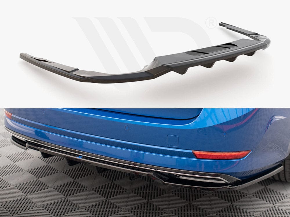 Maxton Design Gloss Black / Yellow Central Rear Splitter (Vertical Bars) Skoda Octavia Sportline Mk4 Maxton Design SR