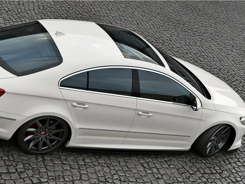 Maxton Design Gloss Black / Yellow Side Skirts Diffusers VW Passat CC R36 Rline (Preface) Maxton Design SR