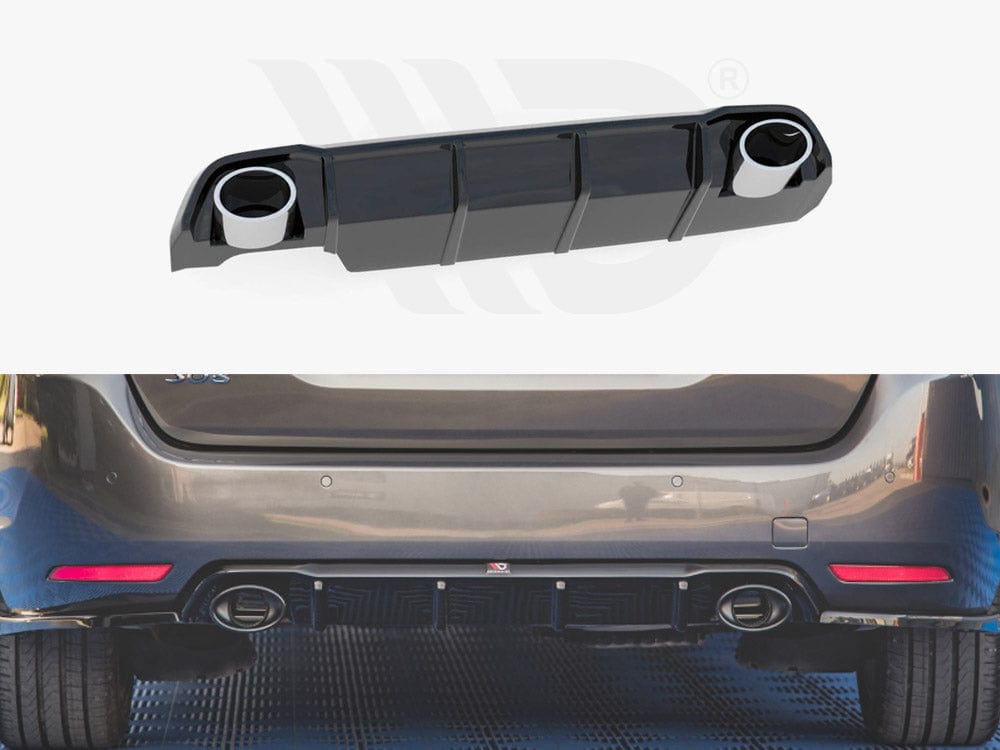 Maxton Design Rear Valance + Exhaust Ends Imitation Peugeot 308 SW Mk2 Facelift TEXTURED Maxton Design SR