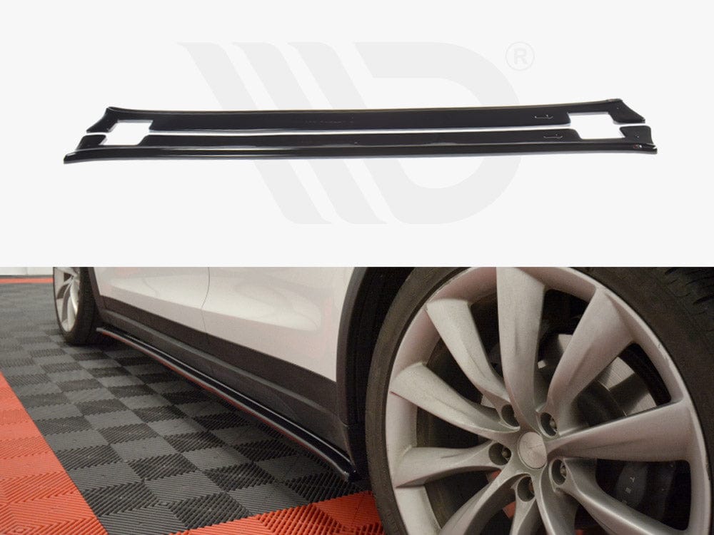 Maxton Design Textured / Yellow Side Skirts Diffusers V.1 Tesla Model X 2015- Maxton Design SR