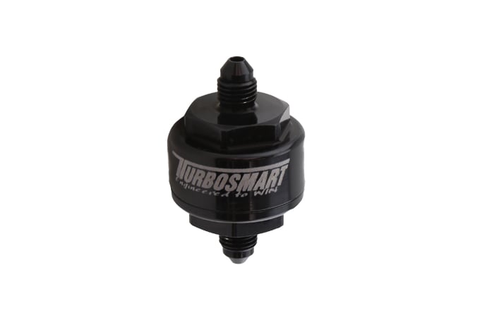 Turbosmart Billet Turbo Oil Feed Filter 44UM, -4AN, Black TS-0804-1002