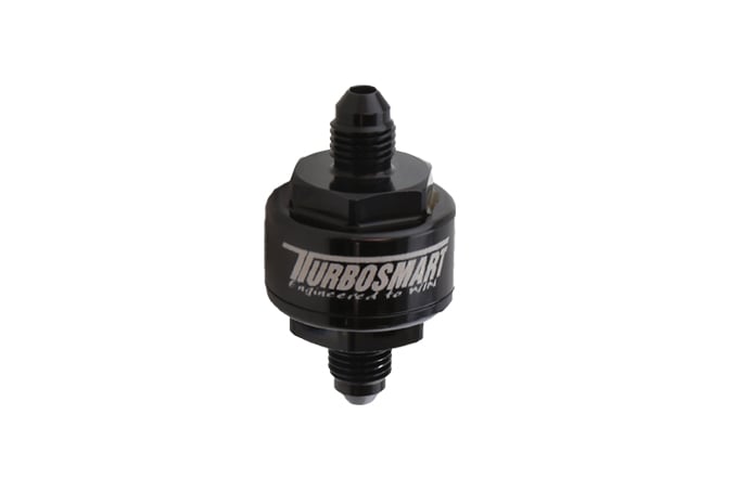 Turbosmart Billet Turbo Oil Feed Filter 44UM, -3AN, Black TS-0804-1001