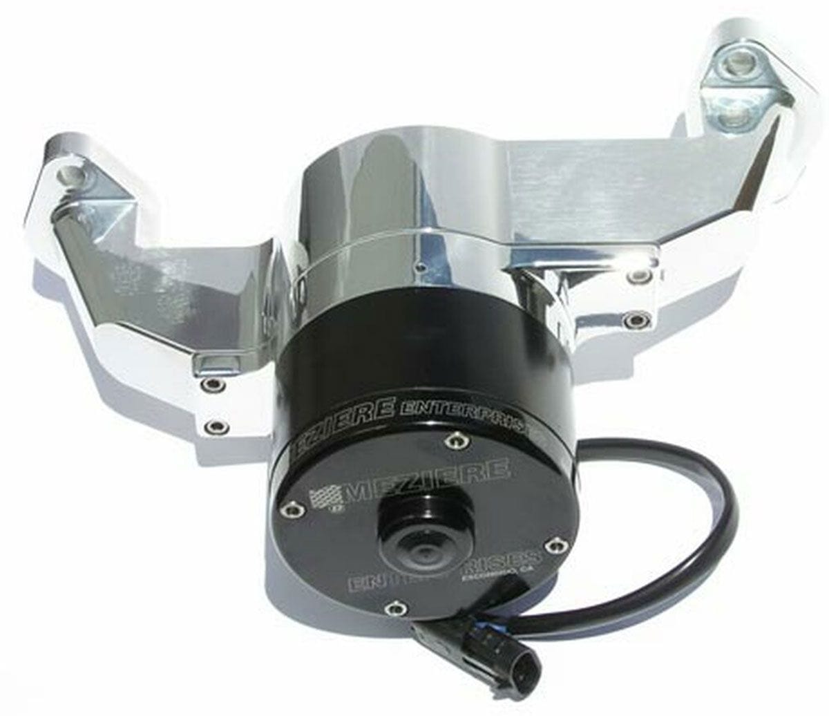 MEZIERE 35GPM, standard motor Meziere Small Block Chev Electric Water Pump, Polished Finish MZWP101U SR