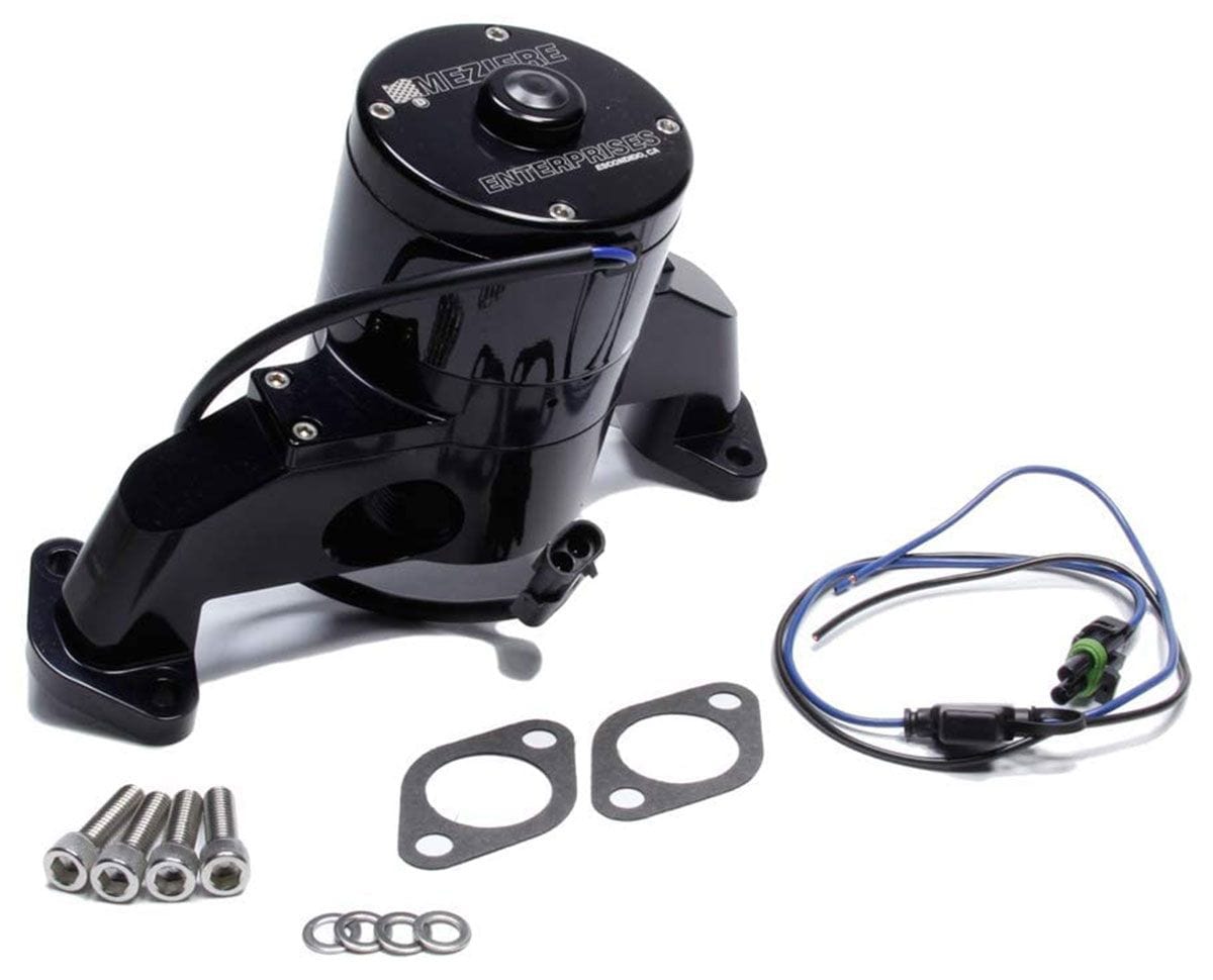MEZIERE 42GPM, Heavy Duty motor Meziere Big Block Chev Electric Water Pump, Black Finish MZWP100SHD SR