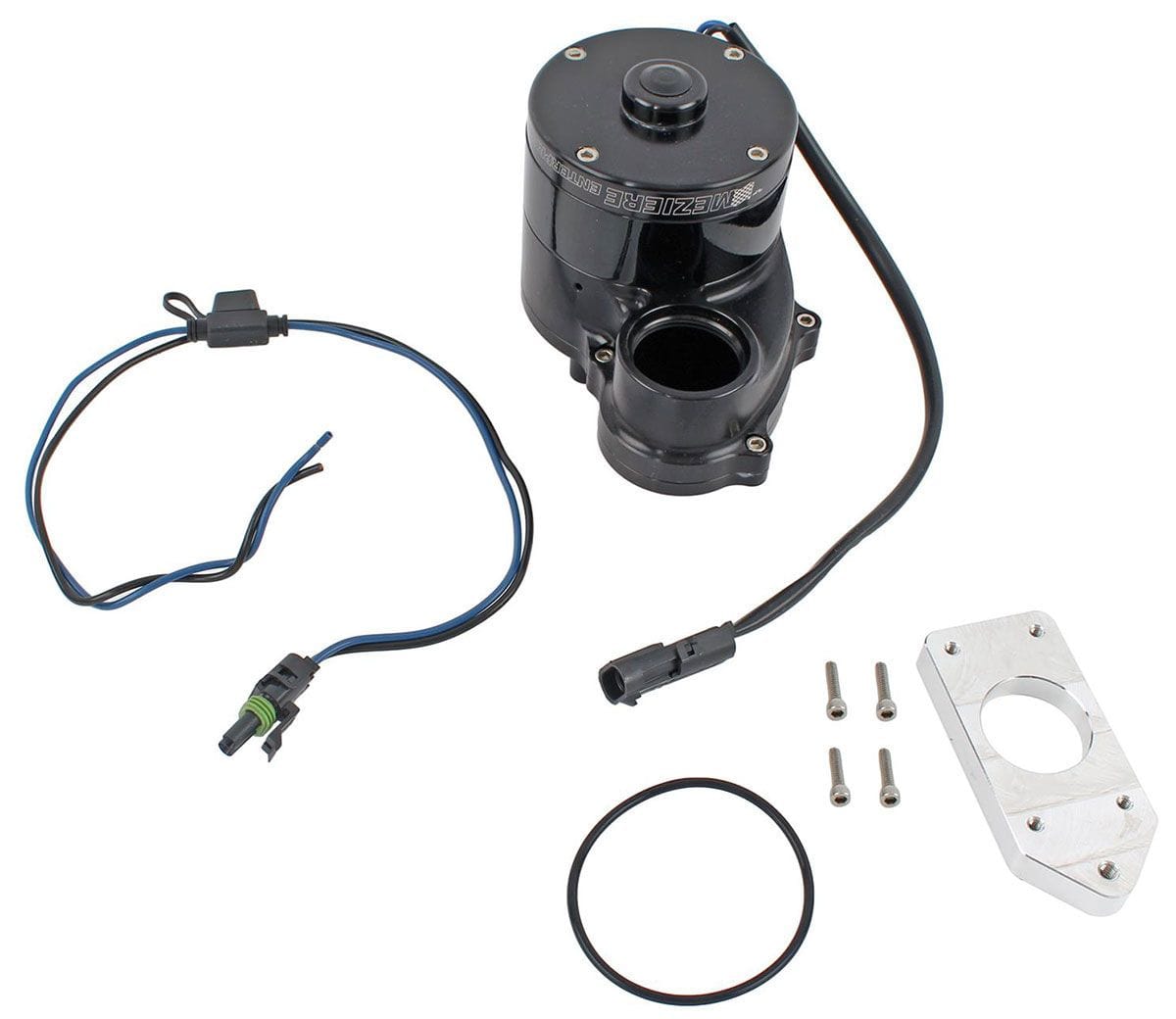 MEZIERE 42GPM, with stock housing, heavy duty motor Meziere Big Block Chrysler Electric Water Pump, Black Finish MZWP105SHD SR