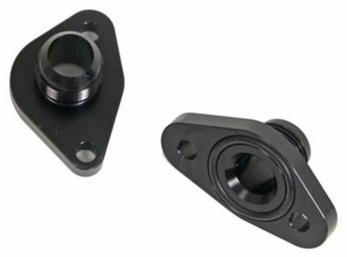 MEZIERE Black Finish, -12AN Meziere Block Adapters For Remote Pump System, Fits Small Block Ford MZWP8312ANS SR