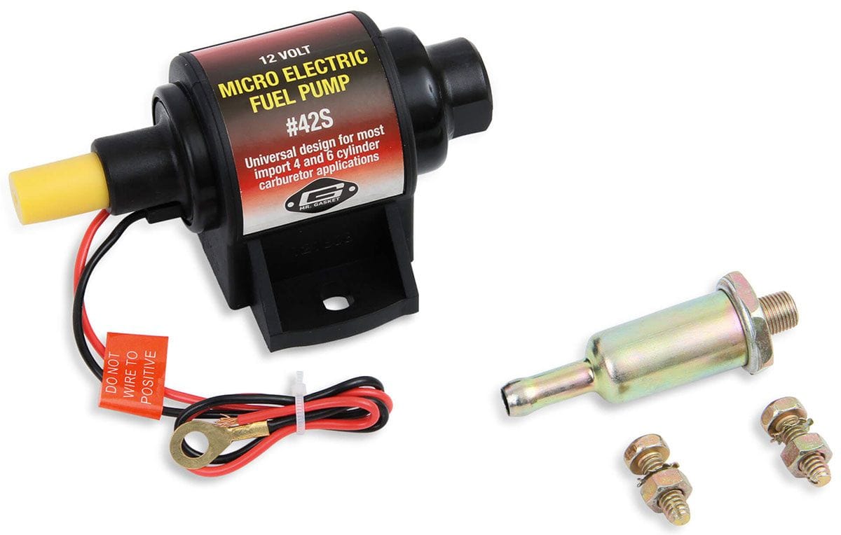 MRG 5/16" Hose, 2-3.5 PSI, 28 GPH, Petrol Only Mr Gasket Mr Gasket Micro Electric Fuel Pump MG42S SR