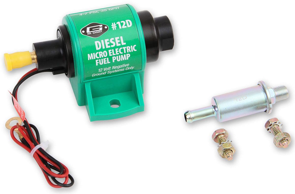 MRG Suit Diesel, 4-7 PSI, 35 GPH Mr Gasket Micro Electric Transfer Fuel Pump MG12D SR