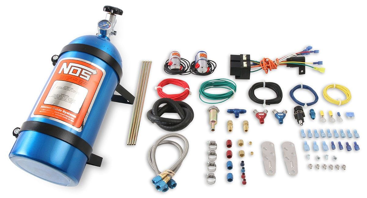NOS 100-250 Horsepower. Suit Square-Bore Carbs. Nitrous Oxide Systems Dual Shot Cheater Nitrous Kit NOS02201 SR