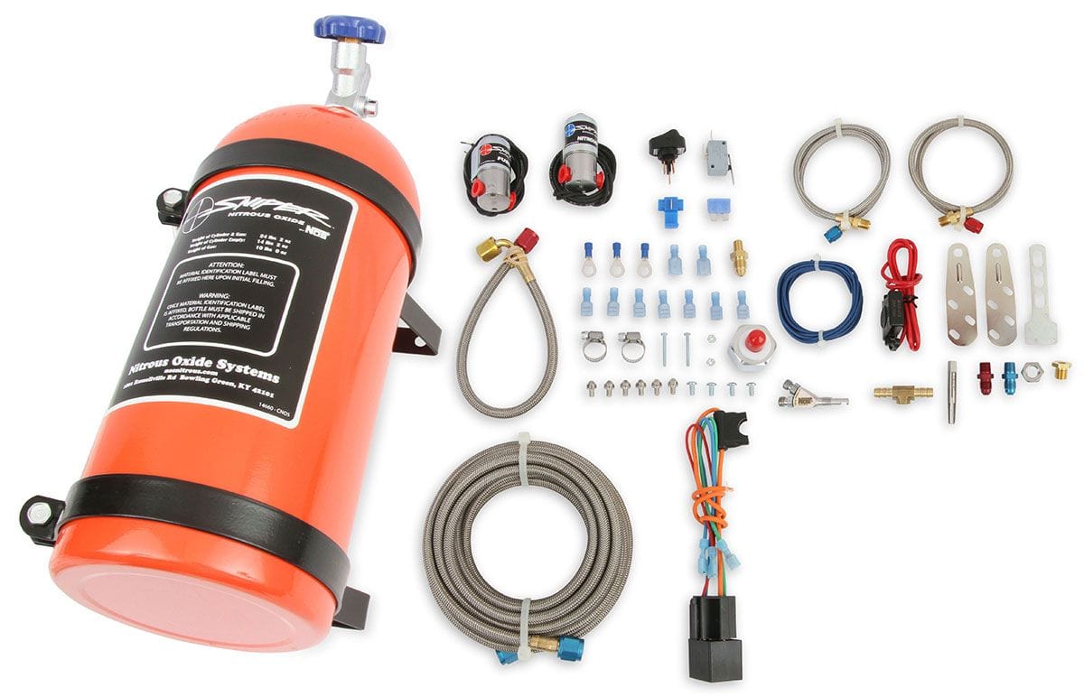 NOS With Single Fogger Nozzle & 10lb Bottle, 35-75 HP Suit 4 & 6 Cyl EFI Nitrous Oxide Systems Sniper Universal Wet Kit NOS07005 SR
