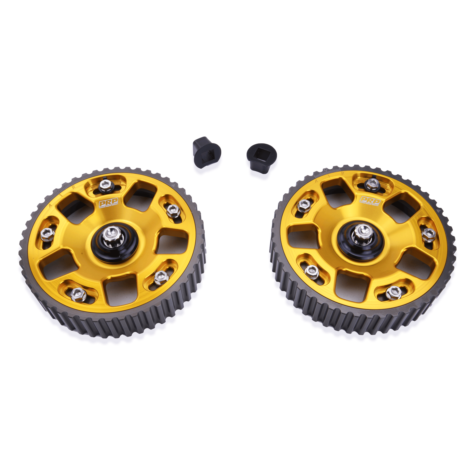 Platinum Racing Products Adjustable Cam Gear 2 x Bolts + 2 x Retainers/TI Bolts / Gold EVO 4G63 Adjustable Cam Gears SR