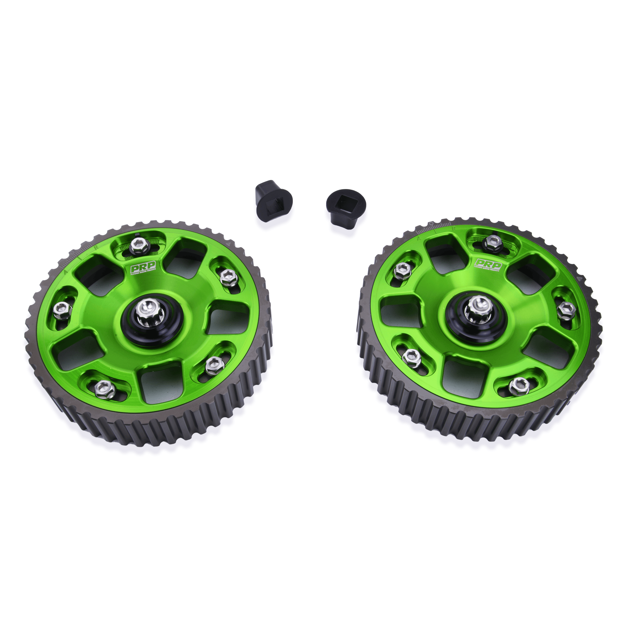 Platinum Racing Products Adjustable Cam Gear 2 x Bolts + 2 x Retainers/TI Bolts / Green EVO 4G63 Adjustable Cam Gears SR