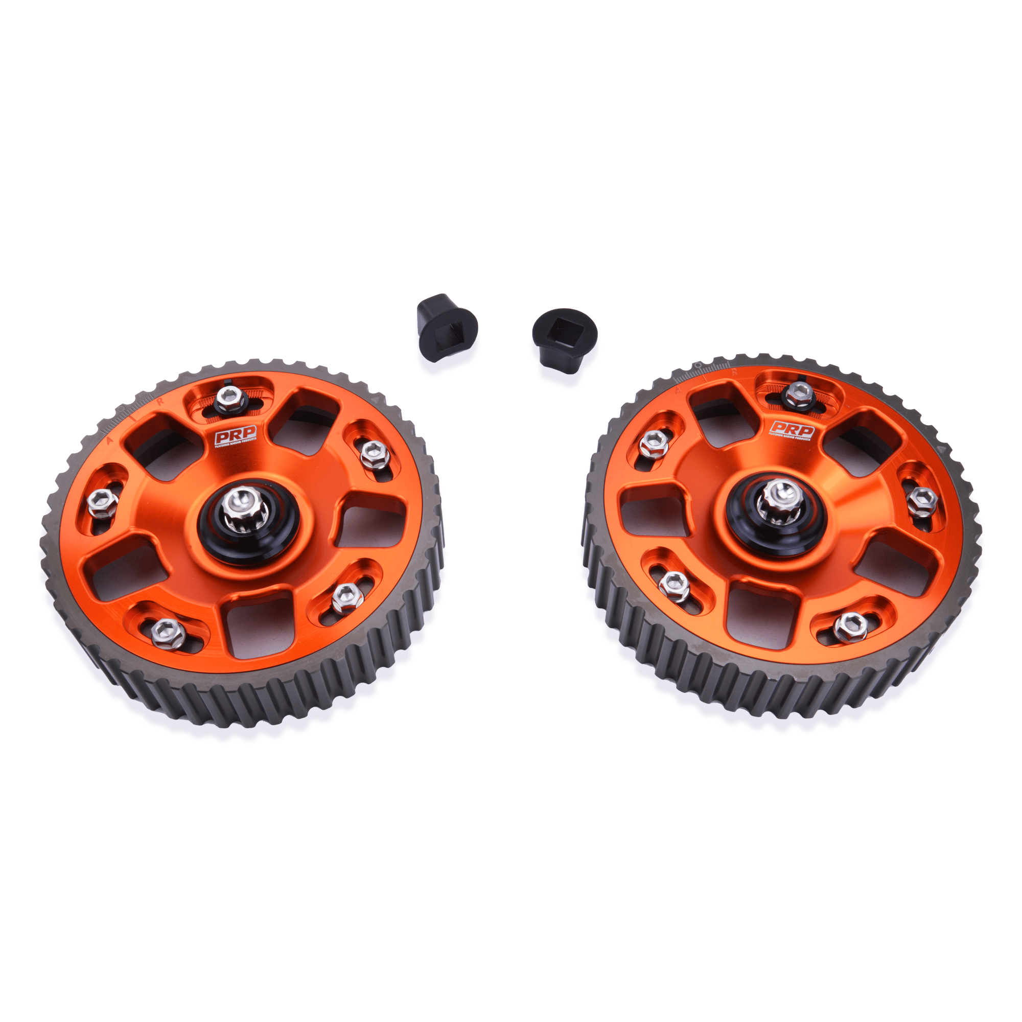 Platinum Racing Products Adjustable Cam Gear 2 x Bolts + 2 x Retainers/TI Bolts / Orange EVO 4G63 Adjustable Cam Gears SR