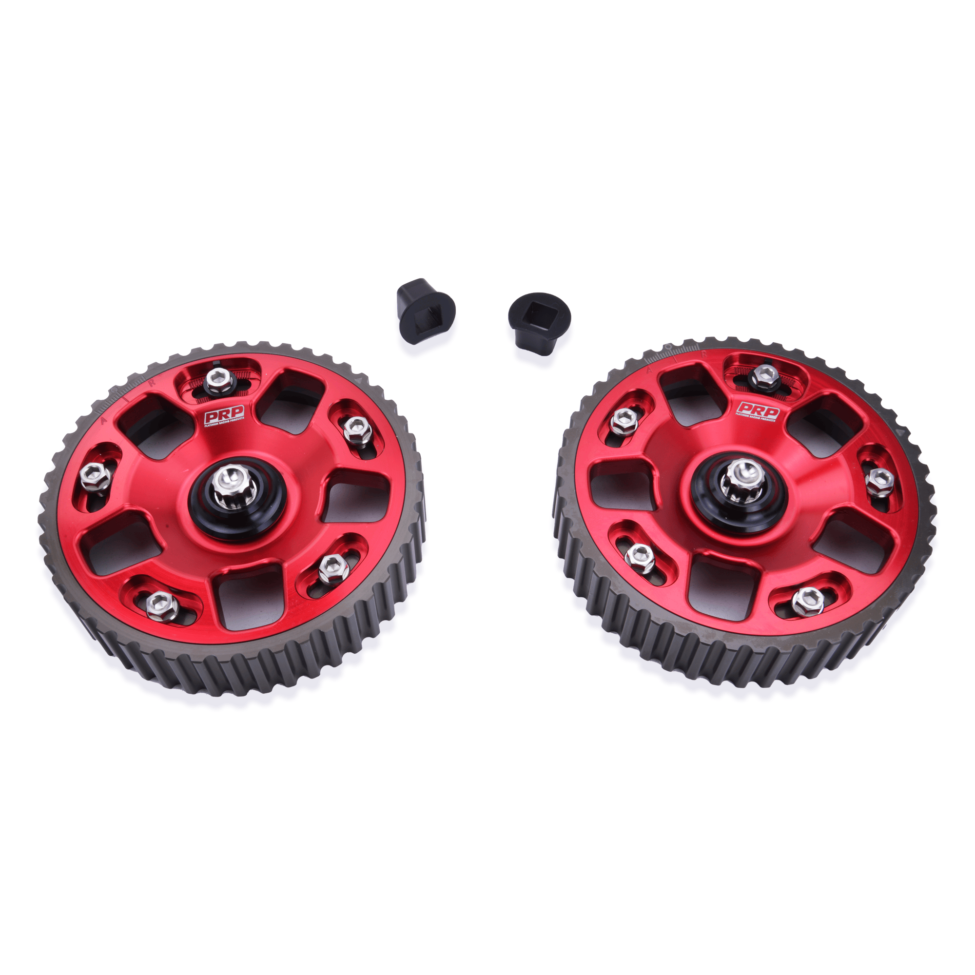 Platinum Racing Products Adjustable Cam Gear 2 x Bolts + 2 x Retainers/TI Bolts / Red EVO 4G63 Adjustable Cam Gears SR
