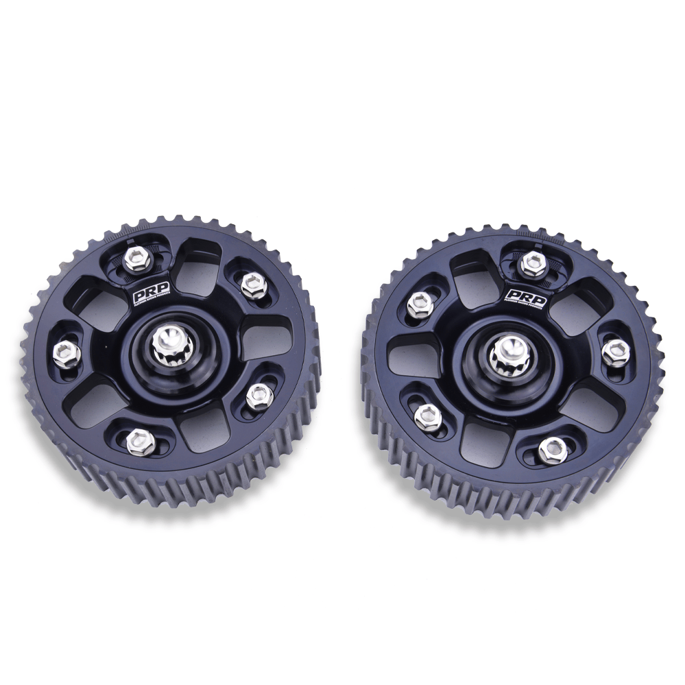 Platinum Racing Products Adjustable Cam Gear Two Cam Gears / Black / Add Billet Retainer and TI Bolt x 1 Adjustable ALLOY OUTER Cam Gears to suit 1JZ / 2JZ SR