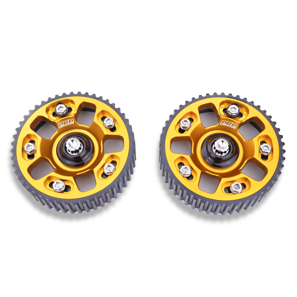 Platinum Racing Products Adjustable Cam Gear Two Cam Gears / Gold / Add Billet Retainer and TI Bolt x 1 Adjustable ALLOY OUTER Cam Gears to suit 1JZ / 2JZ SR