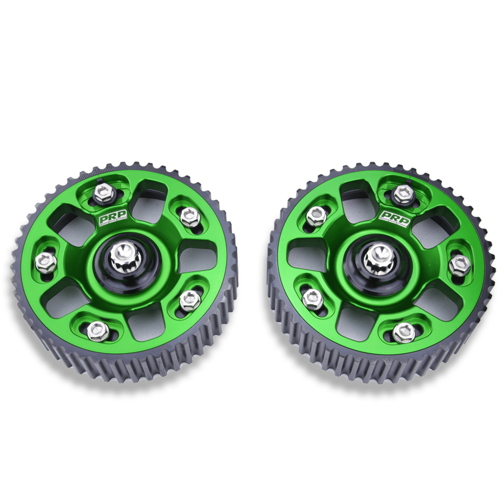 Platinum Racing Products Adjustable Cam Gear Two Cam Gears / Green / Add Billet Retainer and TI Bolt x 1 Adjustable ALLOY OUTER Cam Gears to suit 1JZ / 2JZ SR