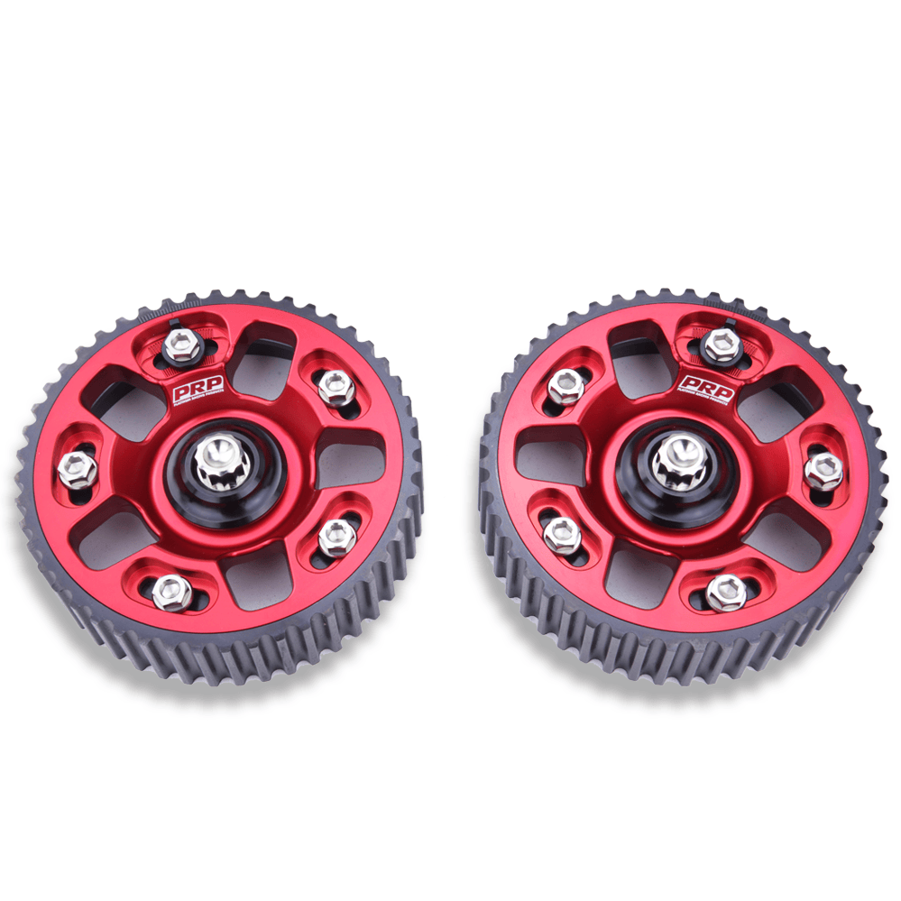Platinum Racing Products Adjustable Cam Gear Two Cam Gears / Red / Add Billet Retainer and TI Bolt x 1 Adjustable ALLOY OUTER Cam Gears to suit 1JZ / 2JZ SR