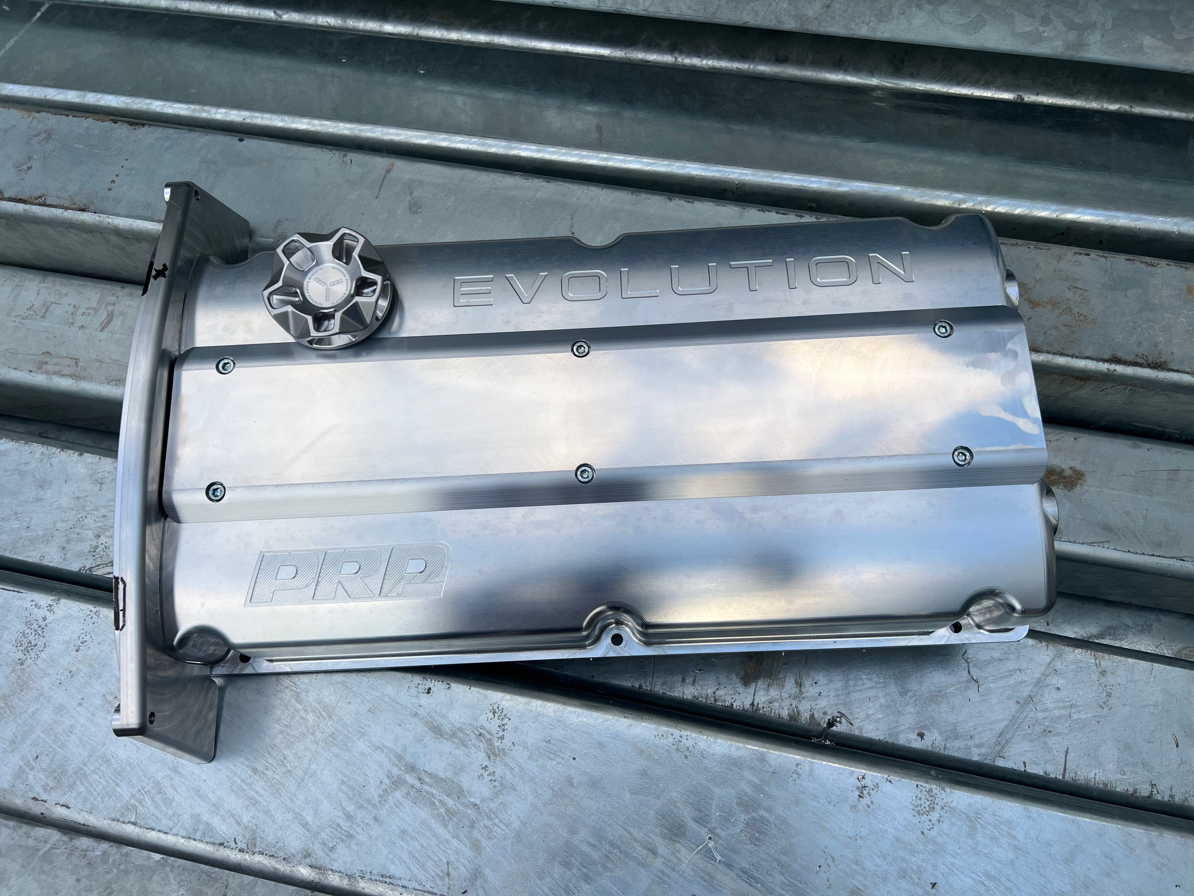 Platinum Racing Products Billet Cam Covers Black / Without Valley Cover / Laser Engraving Exhaust Side Only - Evolution Mitsubishi EVO 4-9 Non Mivec Billet Cam Cover SR