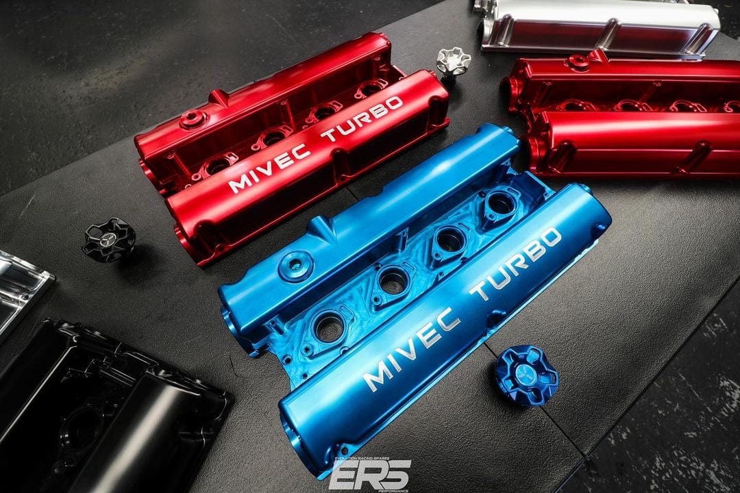 Platinum Racing Products Billet Cam Covers Blue / CNC Fully Smooth / No Coil Kit Mitsubishi EVO 4-9 Billet Cam Cover Kit SR