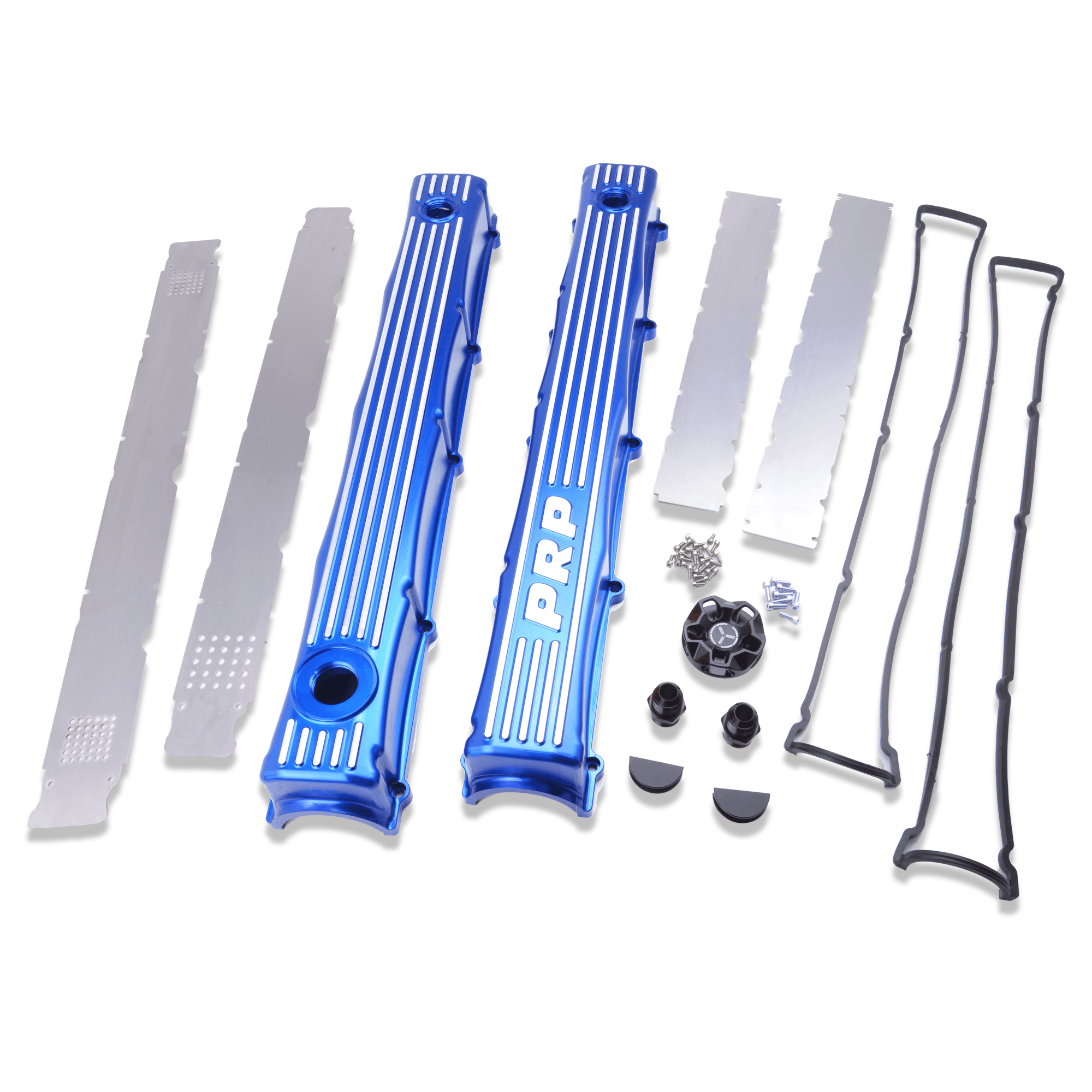 Platinum Racing Products Billet Cam Covers Blue / No Oil Cap / Finned - With Filler Cap Port (Wet Sump) RB Twin Cam Baffled Cam Covers SR