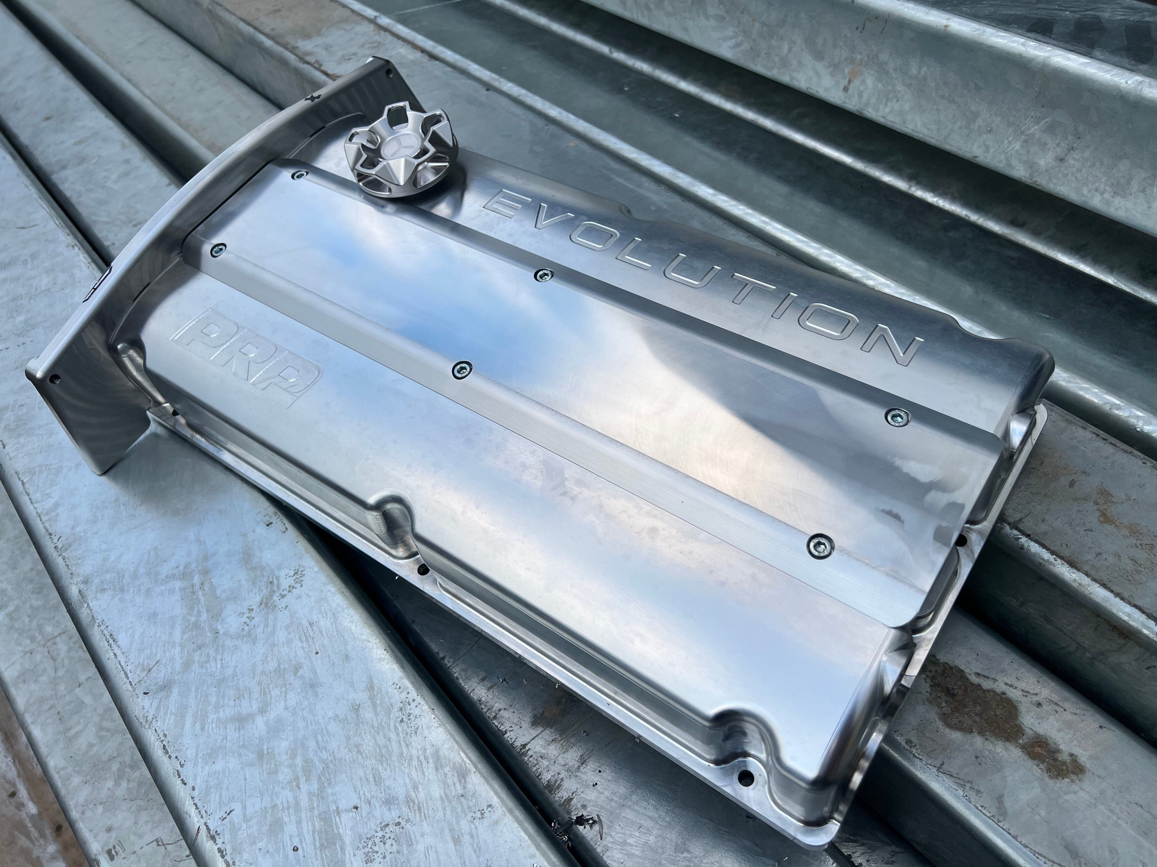 Platinum Racing Products Billet Cam Covers Blue / With Valley Cover / CNC Fully Smooth Mitsubishi EVO 4-9 Mivec Billet Cam Cover SR