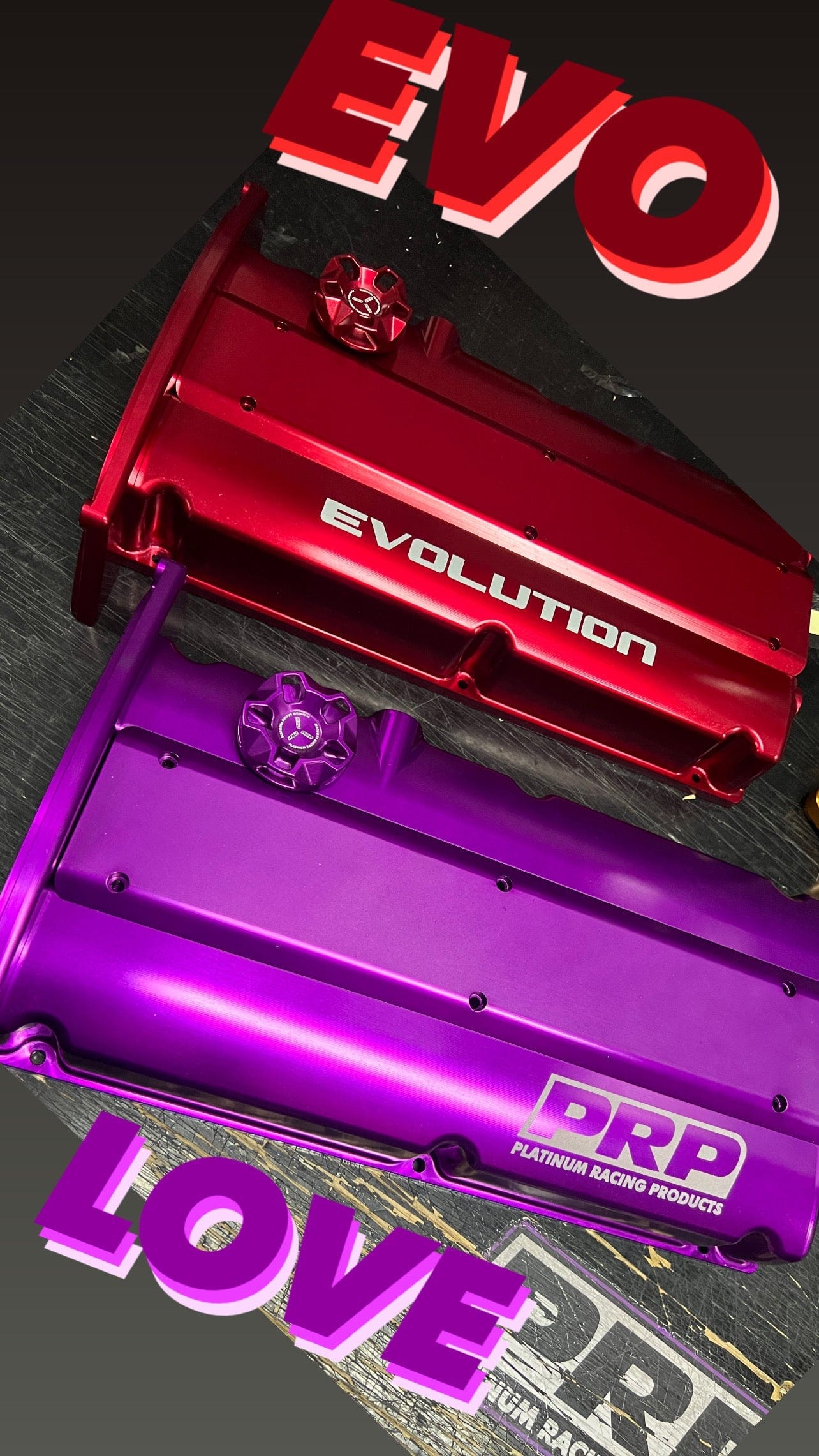 Platinum Racing Products Billet Cam Covers Mitsubishi EVO 4-9 Billet Cam Cover Kit SR