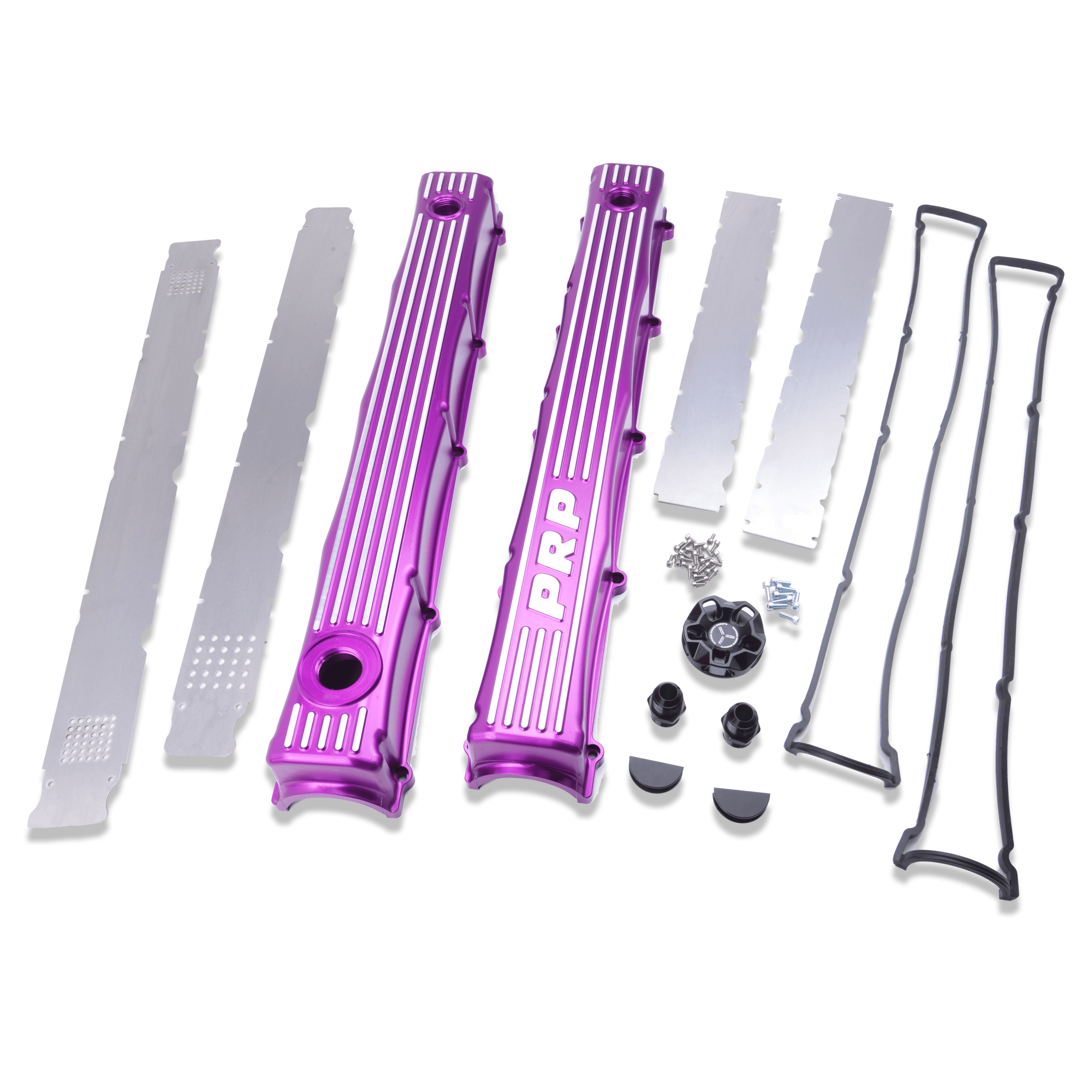 Platinum Racing Products Billet Cam Covers Purple / No Oil Cap / Finned - With Filler Cap Port (Wet Sump) RB Twin Cam Baffled Cam Covers SR