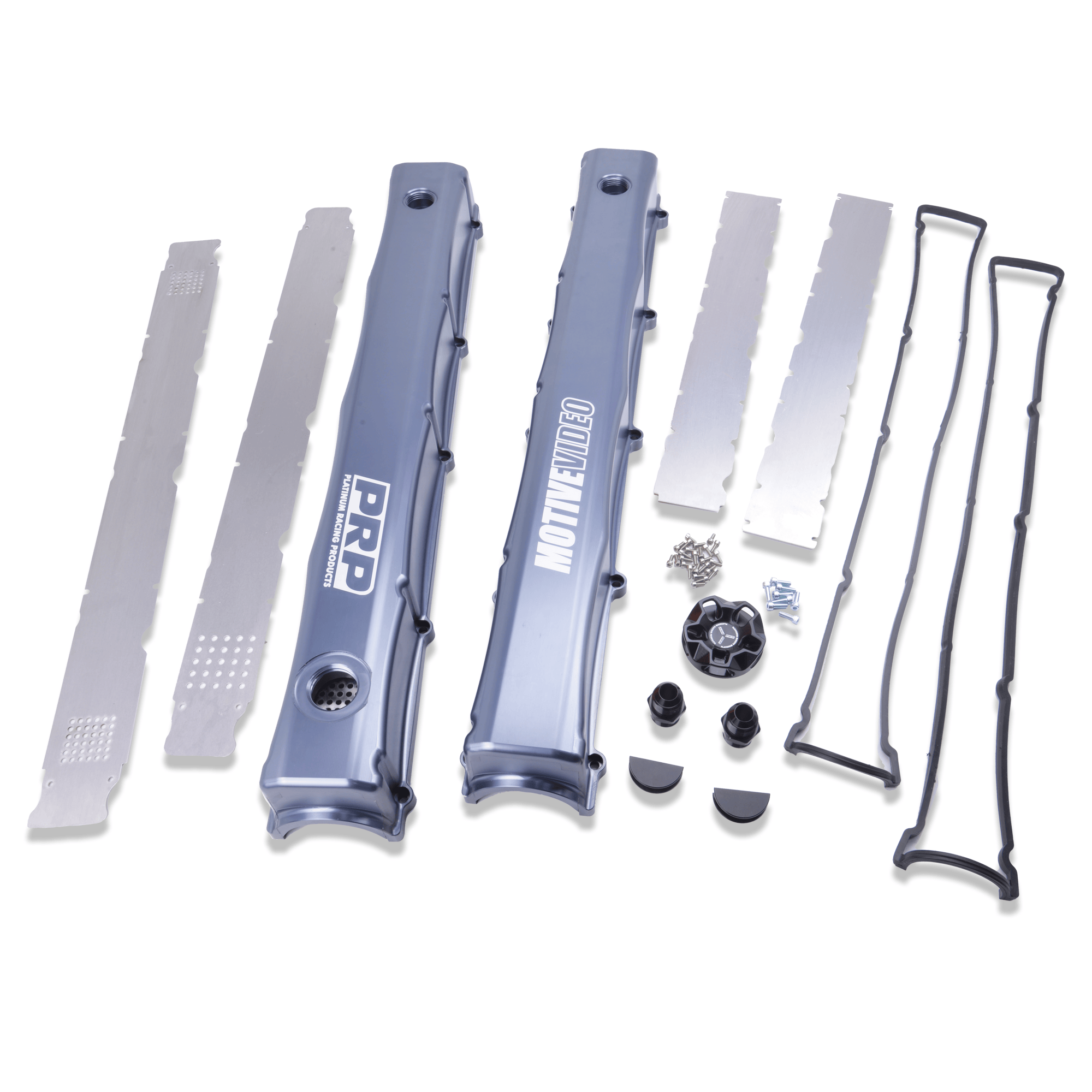 Platinum Racing Products Billet Cam Covers Silver / No Oil Cap / Finned - No Filler Cap Port (Dry Sump) RB Twin Cam Baffled Cam Covers SR