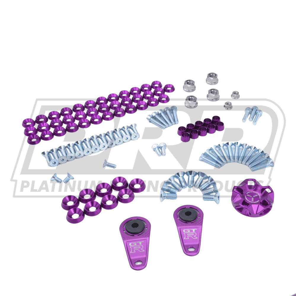 Platinum Racing Products Engine Bay Dress Up Kits Purple / Yes - Include Billet Oil Cap / Inc R32/R33/R34 (Except R34 GT-R) Radiator Bracket Kit inc Titanium Hardware Nissan "R Chassis" Engine Bay Dress Up Washer Kit SR
