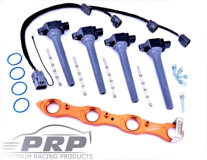 Platinum Racing Products Ignition Coil Kit Black / Bracket, Stalks, Loom with Universal Deutsche Connector loom Nissan SR20 Coil Kit for S13 & Series 1 S14 & 180SX, Big Hole Rocker Cover SR