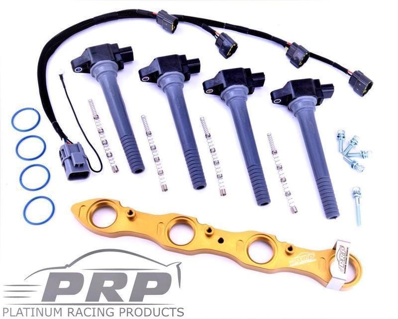 Platinum Racing Products Ignition Coil Kit Black / Full Kit, Coils, Bracket, Stalks, Loom with Universal Deutsche Connector loom Nissan SR20 Coil Kit for Series 2 S14, S15, 180 Type X - Small Hole Rocker Cover SR