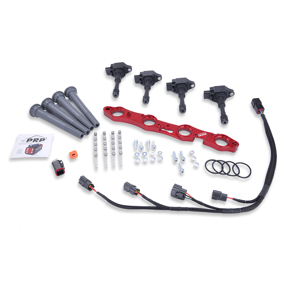 Platinum Racing Products Ignition Coil Kit Black / Full Kit, Coils, Bracket, Stalks, Loom with Universal Deutsche Connector loom Toyota 3SGTE Coil Kit SR