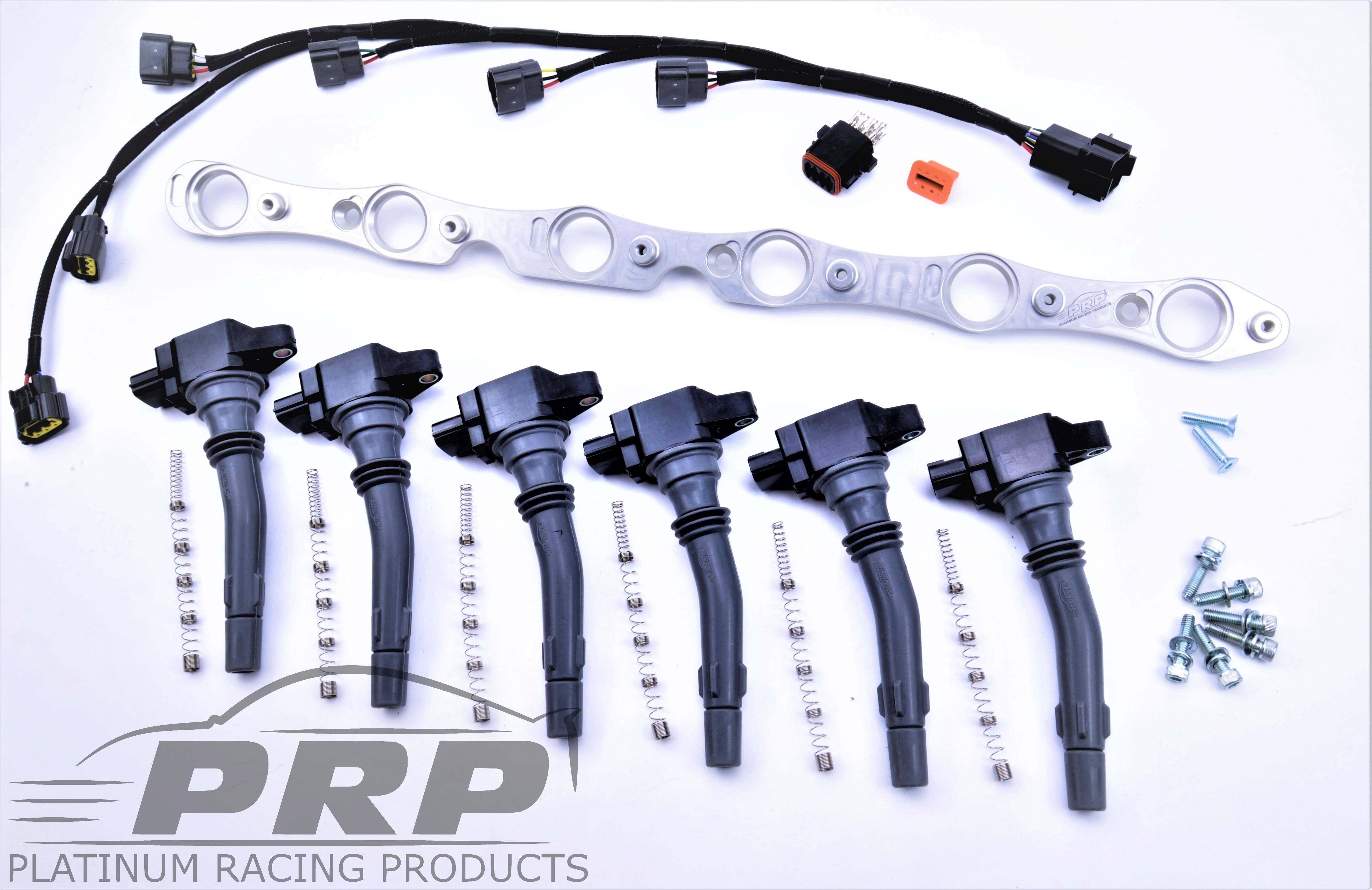 Platinum Racing Products Ignition Coil Kit Bracket + Stalks + Coils / No wiring loom / Blue Ford Barra Coil Kit SR