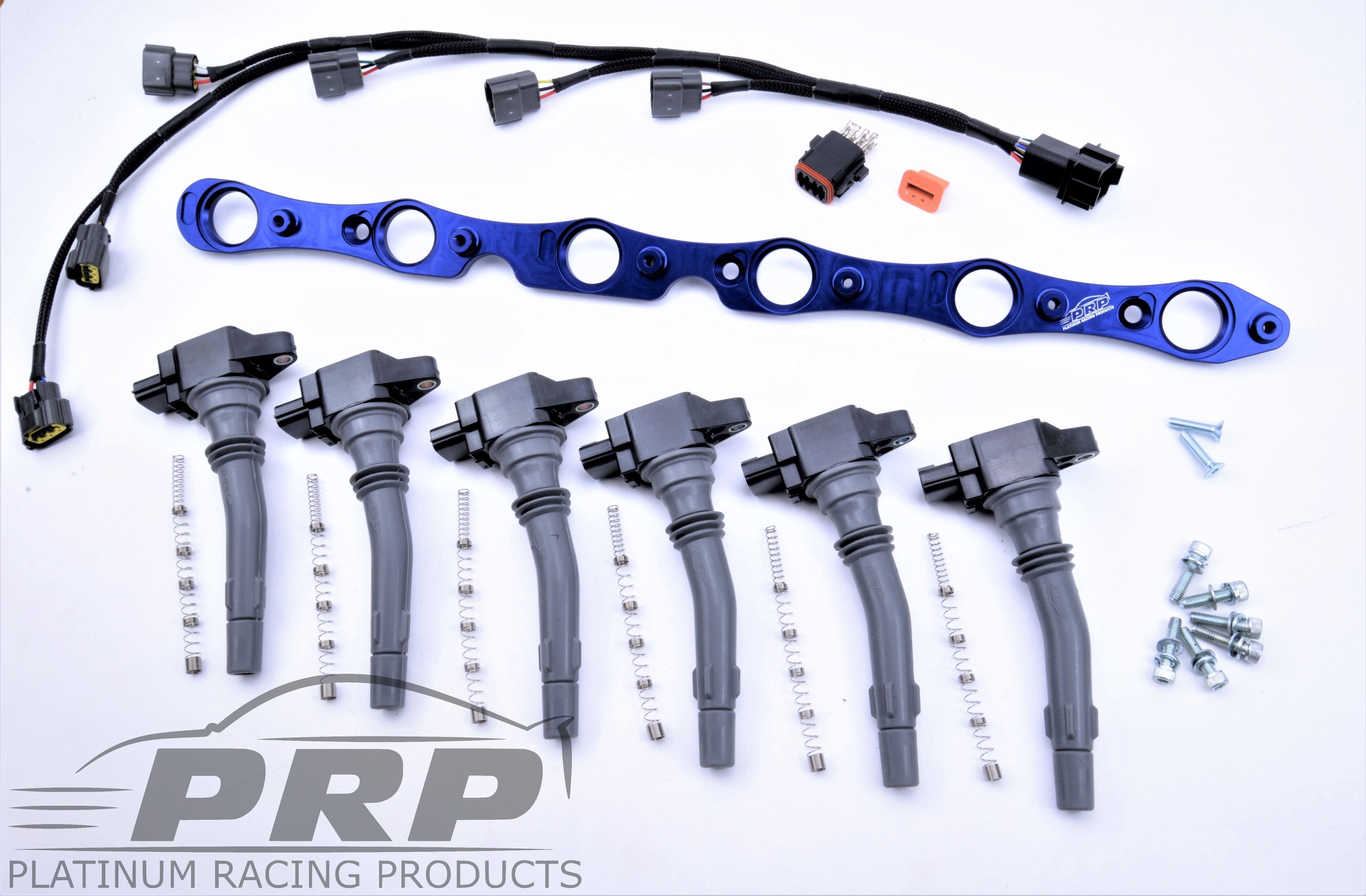 Platinum Racing Products Ignition Coil Kit Bracket + Stalks + Coils / No wiring loom / Green Ford Barra Coil Kit SR
