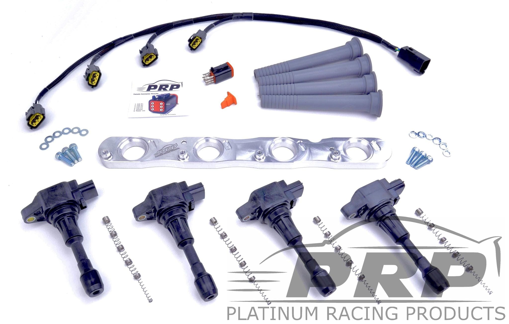 Platinum Racing Products Ignition Coil Kit Green / Bracket, stalks, loom / Sequential (Aftermarket ECU) Mitsubishi 4B11 Evo X Ignition Coil Kit SR