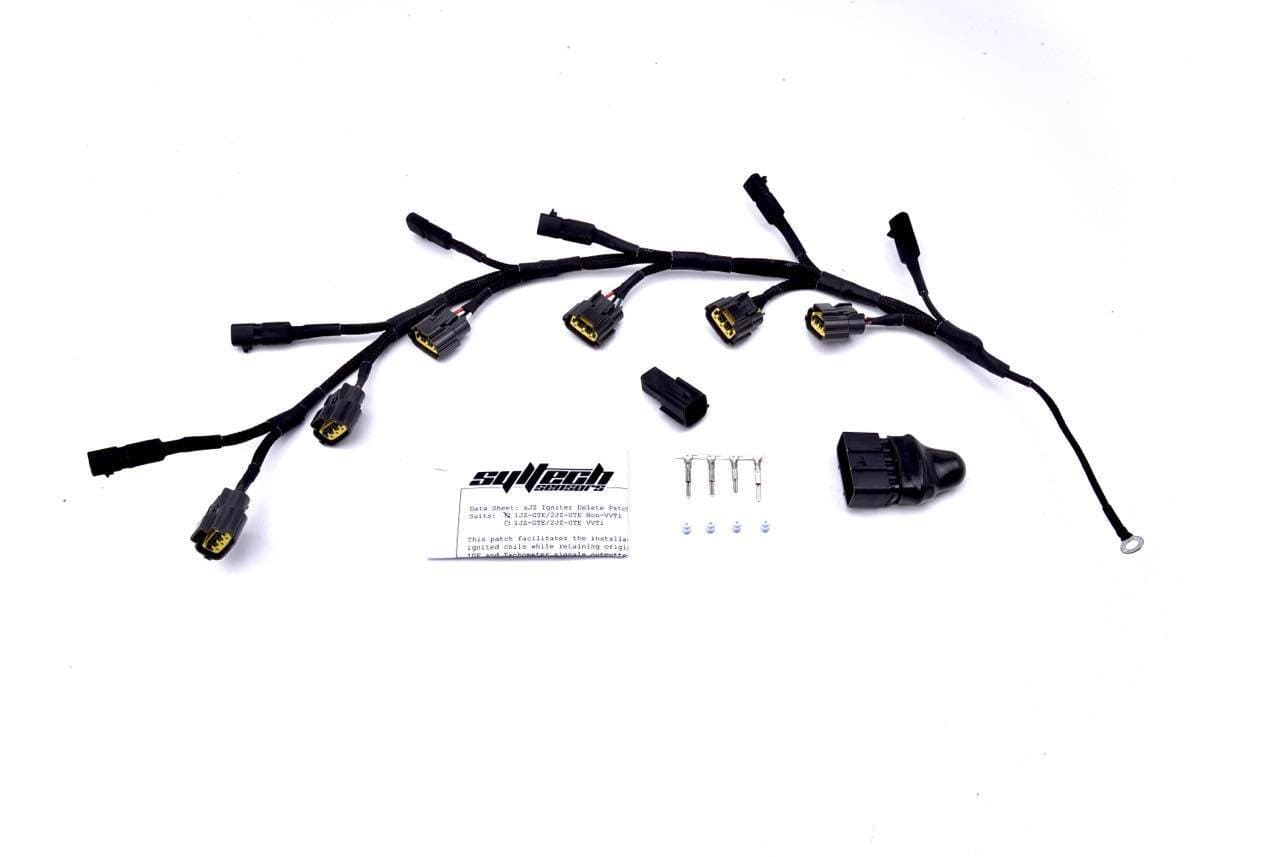 Platinum Racing Products Ignition Coil Kit Stalks and Bracket / Silver / Universal Braided Tefzel Harness - VVTI (Uses Deutsch DT8 Connector) VR38 Coil Kit to Suit Toyota 1JZ / 2JZ SR